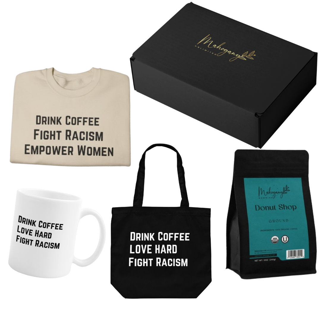 Drink Coffee Empower Women Crewneck Donut Shop Bundle Box