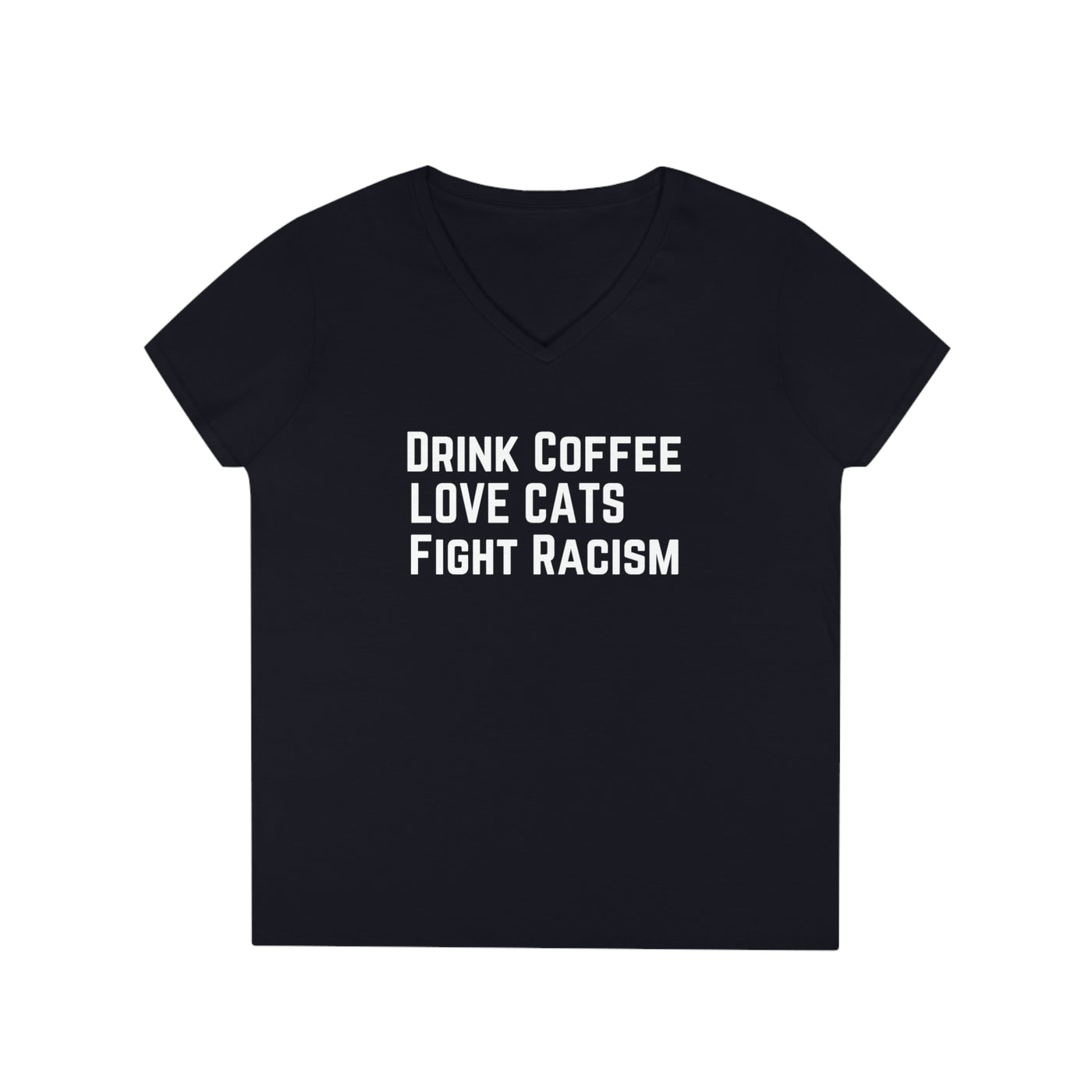 Drink Coffee Love Cats Women's V-Neck T-Shirt